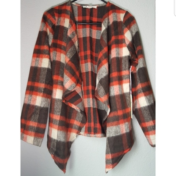 Jackets & Blazers - Buffalo Plaid Draped Jacket